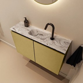 Mondiaz Ture DLux toiletmeubel 80cm oro met wastafel glace midden met kraangat