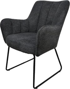 Eetkamerstoel - Kevin - stof Bjorn grof geweven donker grijs