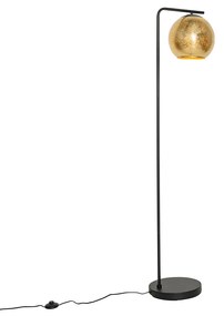 Design vloerlamp zwart met goud glas - Bert