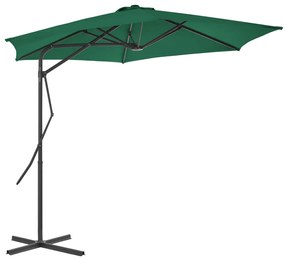 vidaXL Parasol met stalen paal 300 cm groen