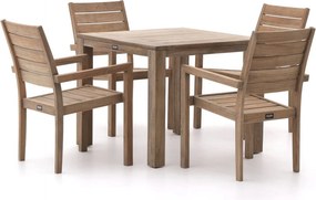 Diningset ROUGH | 4 personen teakhout | Tuinset stapelbaar | 5-delig | Kees Smit Tuinmeubelen