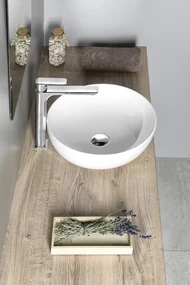 Sapho Rondane keramische waskom 41x41cm wit