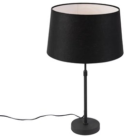 Tafellamp zwart met linnen kap zwart 35 cm verstelbaar - Parte Modern E27 cilinder / rond rond Binnenverlichting Lamp