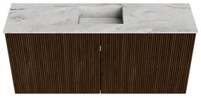 Mondiaz Joya DLux 90cm toiletmeubel walnut met wastafel faye midden 1 kraangat glace