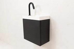 Sanigoods Minimo toiletmeubel 40cm mat zwart met witte fontein met kraangat