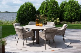 4 Seasons Outdoor Montera dining set terre met Arizona tafel met rond keramisch blad Ø 160 cm  TuinsetTuinstoel    bruin weerbestendig