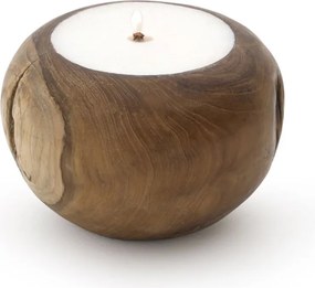 Buitenkaarsen | Tierra Outdoor Round Low | Teakhout | Natural Teak | ø 18cm | Kees Smit Tuinmeubelen