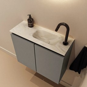 Mondiaz Ture DLux toiletmeubel 60cm smoke met wastafel ostra rechts met kraangat