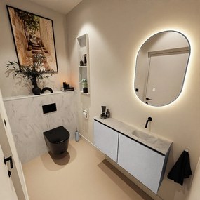 Mondiaz Ture DLux toiletmeubel 100cm plata met wastafel opalo rechts zonder kraangat