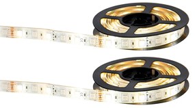 Set van 2 smart LED strips RGBW en dimbaar in kelvin 2 m incl. driver