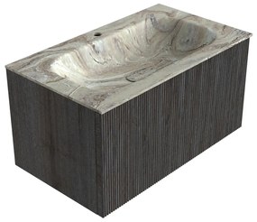 Mondiaz Kurve-dlux 80cm badmeubel shadow met 1 lade en wastafel big small midden 1 kraangat glace