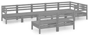 vidaXL 8-delige Loungeset massief grenenhout grijs