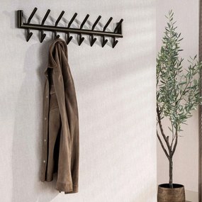 Dubbele Wandkapstok 8 Haaks Bruin