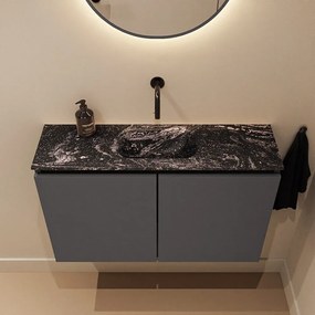 Mondiaz Ture DLux toiletmeubel 80cm dark grey met wastafel lava midden zonder kraangat