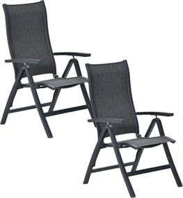 Garden Impressions Hilly tuinstoel verstelbaar donker grijs - 2 stuks