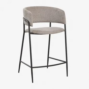 Set Van 2 Hoge Gestoffeerde Krukken Nalon Zwart & ↑65 Cm & Stof Zandbruin - Sklum