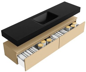 Zaro Alan badmeubel 180cm sand 2 lades met vrijhangende wastafel cloud midden 1 kraangat urban