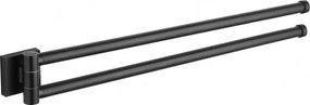 Mexen Rufo dubbele draaibare handdoekhouder, zwart - 7050925-70