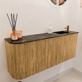 Mondiaz Joya DLux 100cm toiletmeubel ronding links oak met wastafel faye rechts 1 kraangat lava