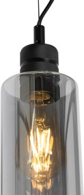 Moderne hanglamp zwart met smoke glas - Stavelot