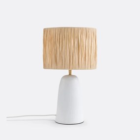 Tafellamp in terracotta en raffia, Neven