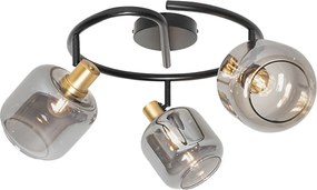 Plafondspot zwart met smoke glas rond 3-lichts - Zuzanna