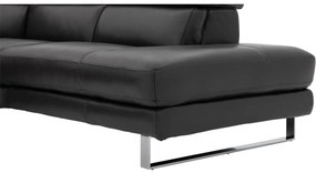 Goossens Excellent Bank Noud donkergrijs, leer, modern design met ligelement rechts