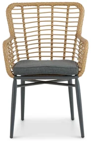 Tuinset Ronde Tuintafel 4 personen 125 cm Aluminium/Wicker Taupe  De Laan Projects