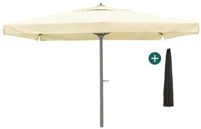 Parasol Shadowline Java | Inclusief hoes | Vierkant | 400x400cm | Met draaihendel | Wit | Kees Smit Tuinmeubelen