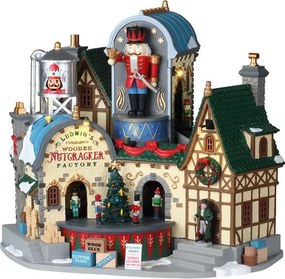 Lemax - 'Ludwig’s Wooden Nutcracker Factory' - Verlicht gebouw met animatie &amp; muziek/geluid - Inclusief adapter