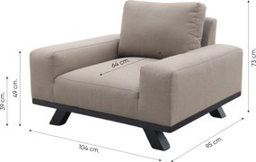 Barcelona Sunbrella stoel-bank loungeset - Taupe - 3-delig