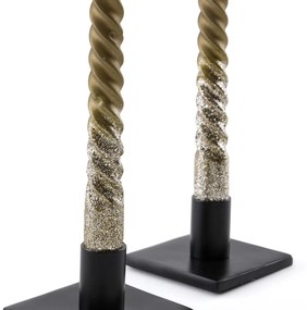 Set van 2 gedraaide kaarsen met glitters, Caspar