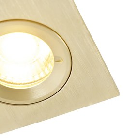 Buitenlamp Set van 6 Moderne inbouwspot goud vierkant IP44 - Xena GU10 IP44 Buitenverlichting Lamp