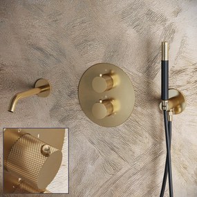 Saniclear Brass Curved Pro inbouw badkraan rond geborsteld messing - mat goud