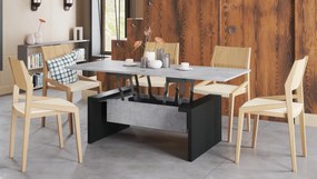 SPACE beton / zwart, opklapbare salontafel, in hoogte verstelbaar