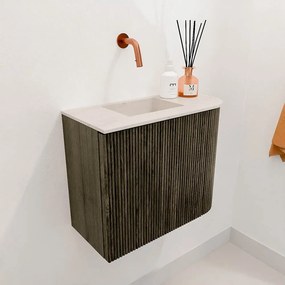 Mondiaz Joya DLux 50cm toiletmeubel ronding rechts shadow met wastafel faye links zonder kraangat meli