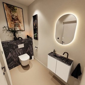 Mondiaz Ture DLux toiletmeubel 60cm talc met wastafel lava midden met kraangat