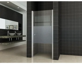Wiesbaden Partly nisdeur rechts 1000 x 2000 x 8 mm nano helder glas met melkglas middenband/chroom 20.4228