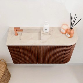 Mondiaz Joya DLux 70cm toiletmeubel ronding rechts ruby met wastafel faye links 1 kraangat frappe