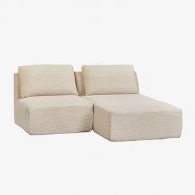 Vacuumverpakte 2-delige Modulaire Rechter Chaise Longue Bank In Fluweel Temple Corduroy Linnen Beige - Sklum