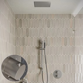 Saniclear Cube Curved Pro inbouw regendouche rond met inbouw douchekop 30x30cm, glijstang en staafhanddouche RVS