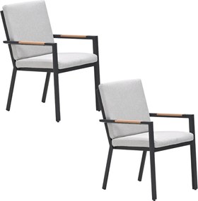 Garden Impressions Kasper tuinstoel stapelbaar donker grijs - 2 stuks
