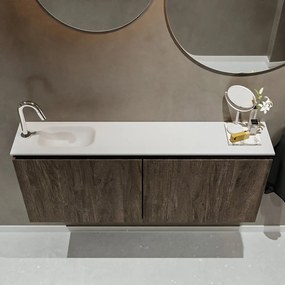 Mondiaz Ture 120cm toiletmeubel dark brown met wastafel talc links 1 kraangat