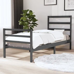 vidaXL Bedframe massief grenenhout grijs 90x190 cm 3FT Single