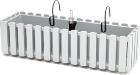 Prosperplast Boardee Fencycase Balkonbak - Wit - 58 cm - Houtlook
