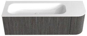 Mondiaz Kurve 135cm badmeubel ronding rechts shadow met 1 lade en deur en wastafel big medium links zonder kraangat