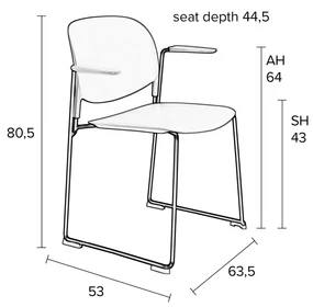 Stapelbare Design Stoel Met Arm Beige