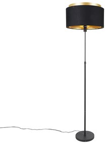 Moderne vloerlamp zwart met goud duo kap - Parte