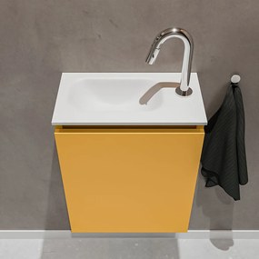 Mondiaz Ture 40cm toiletmeubel ocher met wastafel talc links 1 kraangat