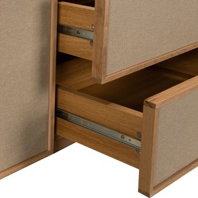 Tv-meubel Eiken Met Stoffen Deuren 150 Cm - 150x40x40cm.